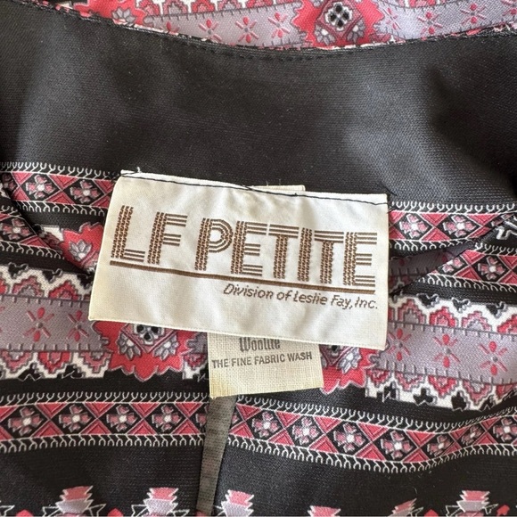 Vintage 70's 80's LF Petite by Leslie Fay Boho Blouse Size*SP Black Red Hippie - Picture 5 of 7